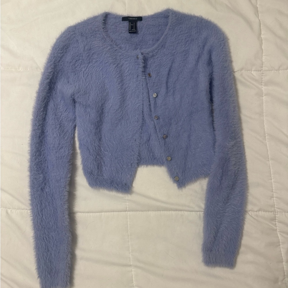 Forever21 Purple Fuzzy Cardigan